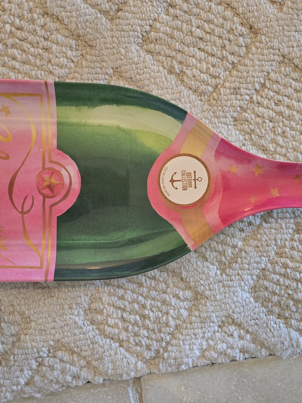 Pink & Green Champagne Bottle Serving Platter